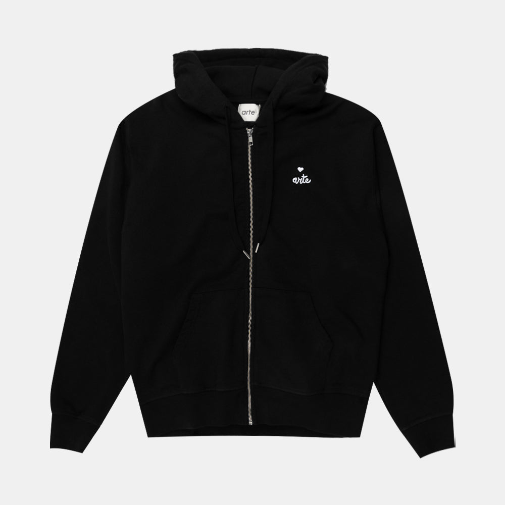 Arte Antwerp Hoodie Heart Zip Black Ss25-174j-1