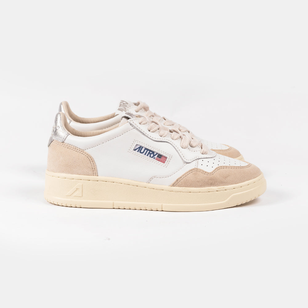 Autry Medalist Low Leat/Suede Wht/Silver Aulw-ls74