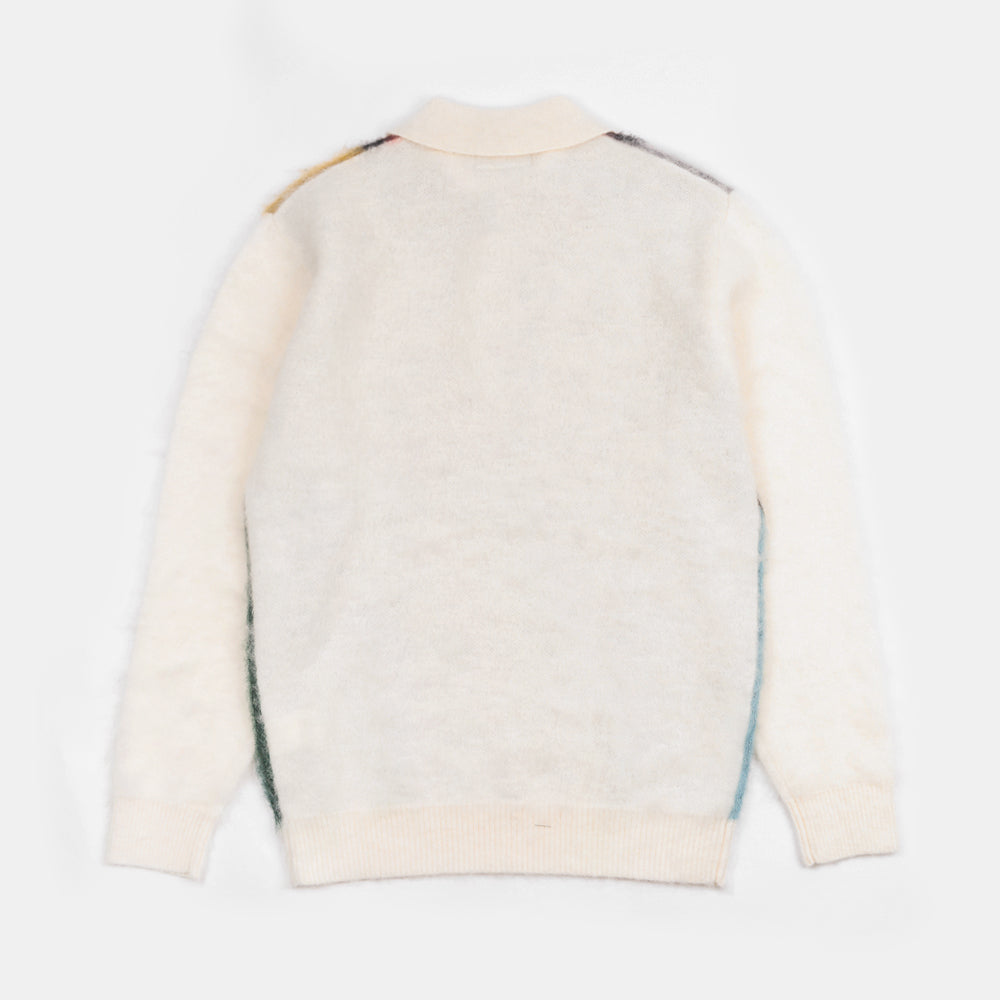 Beams+ Knit Polo Shaggy White 3812-0031