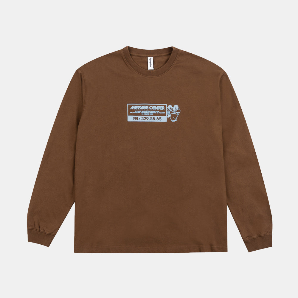 Reception Ls Tee Message Choco Brown F0250