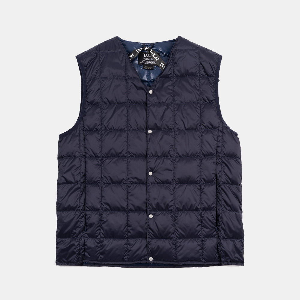 Taion V Neck Button Down Vest Navy Taion-001